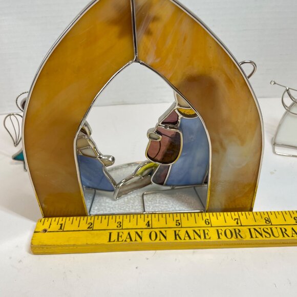 Handcrafted Stained Glass Nativity Scene With Holy Family & Star Design - Picture 9 of 11